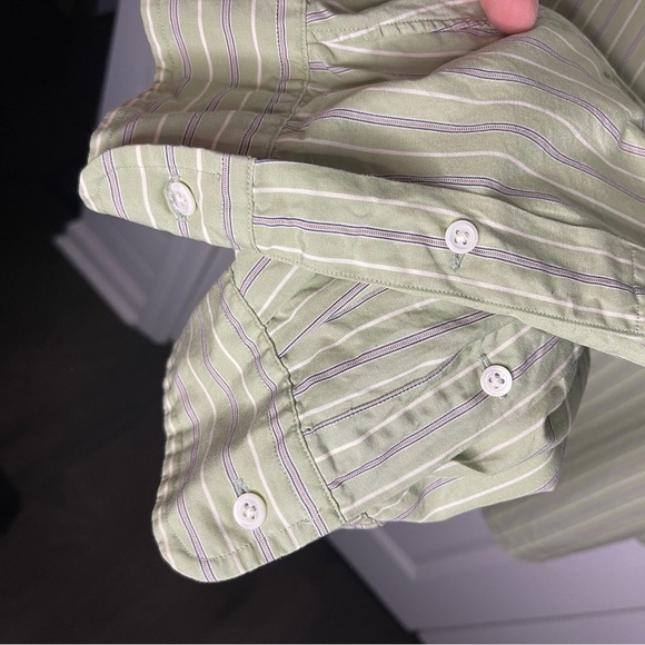 Polo Ralph Lauren Green Purple Vertical Striped Button Down Shirt Size XXL 2XL - Picture 8 of 8
